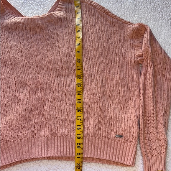 Hollister Pink V-Neck Cropped Sweater Ribbed Knit - Picture 3 of 7